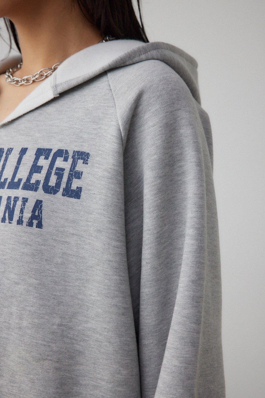 カレッジプリントスウェットパーカー T.GRY FREE
