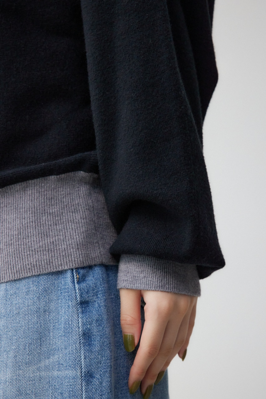 バイカラードルマンニットプルオーバー D/GRY FREE