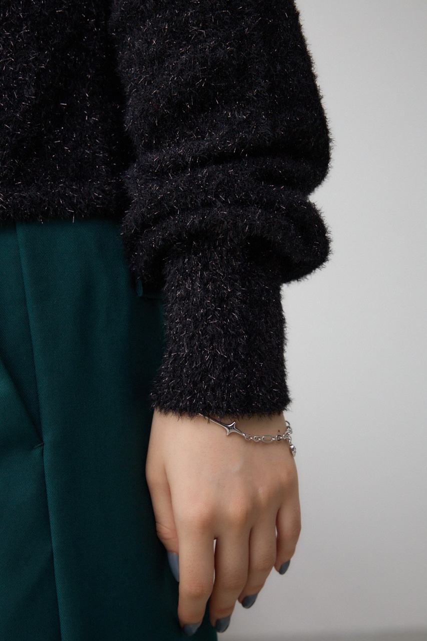 2WAYラメシャギーニット BLK FREE