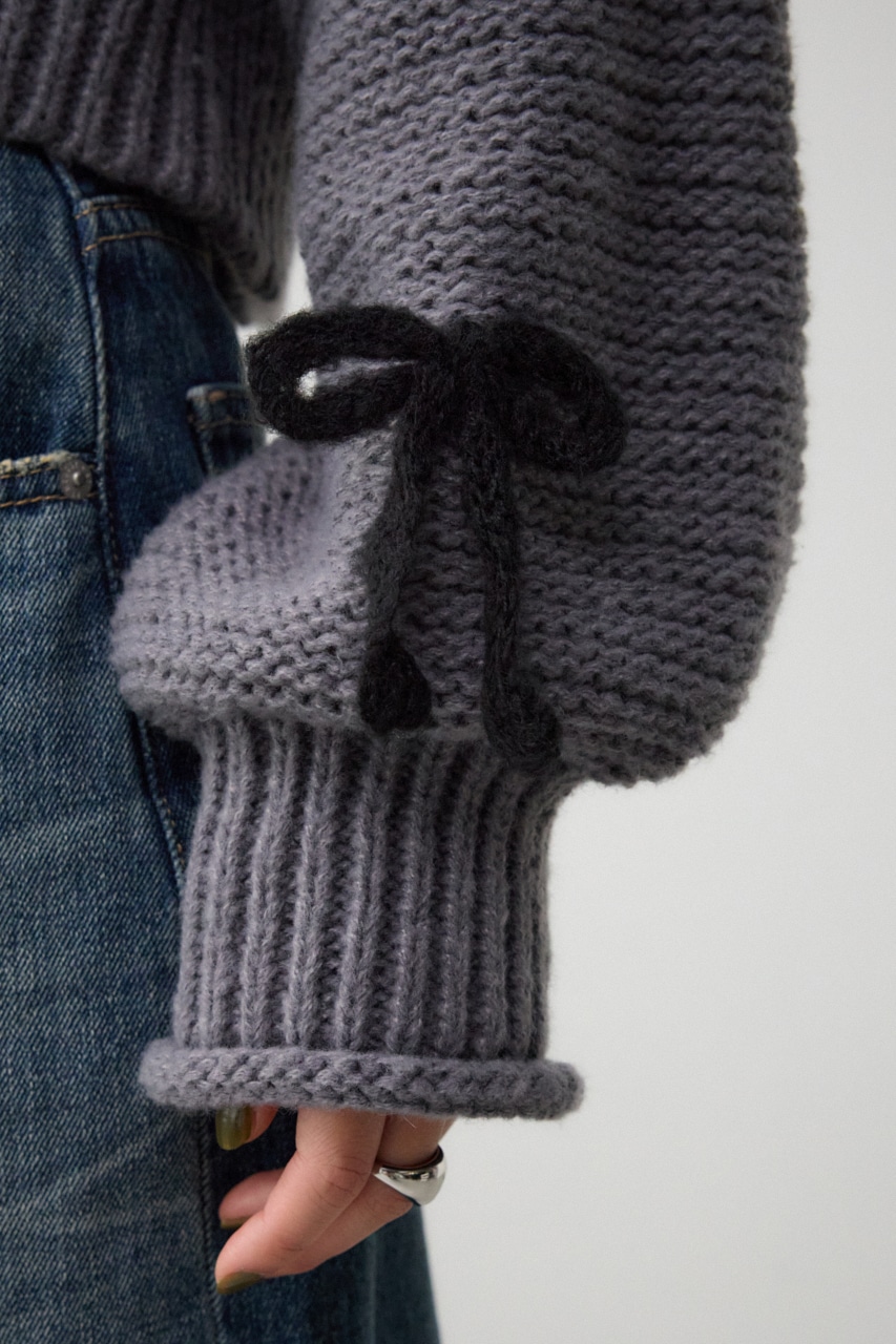 リボンモチーフニット GRY FREE