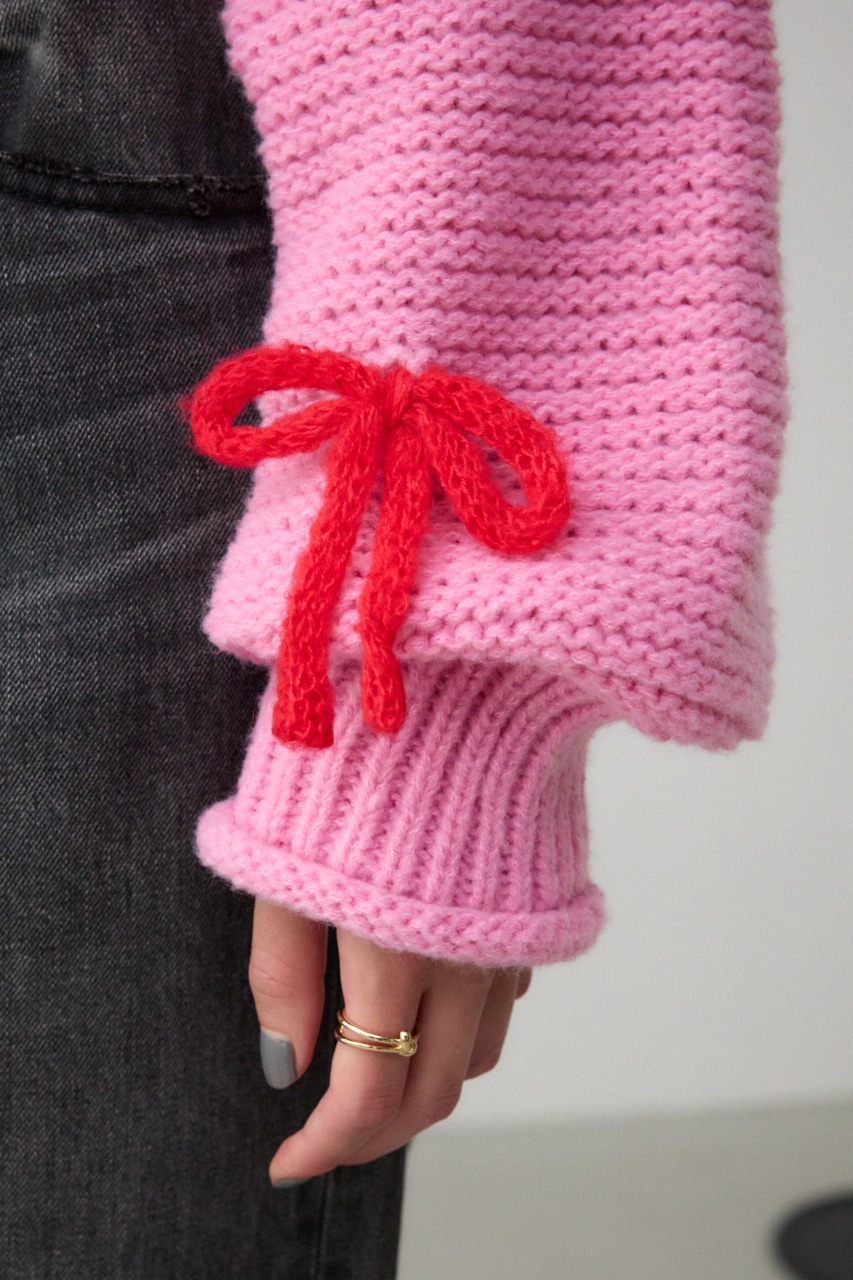 リボンモチーフニット PNK FREE