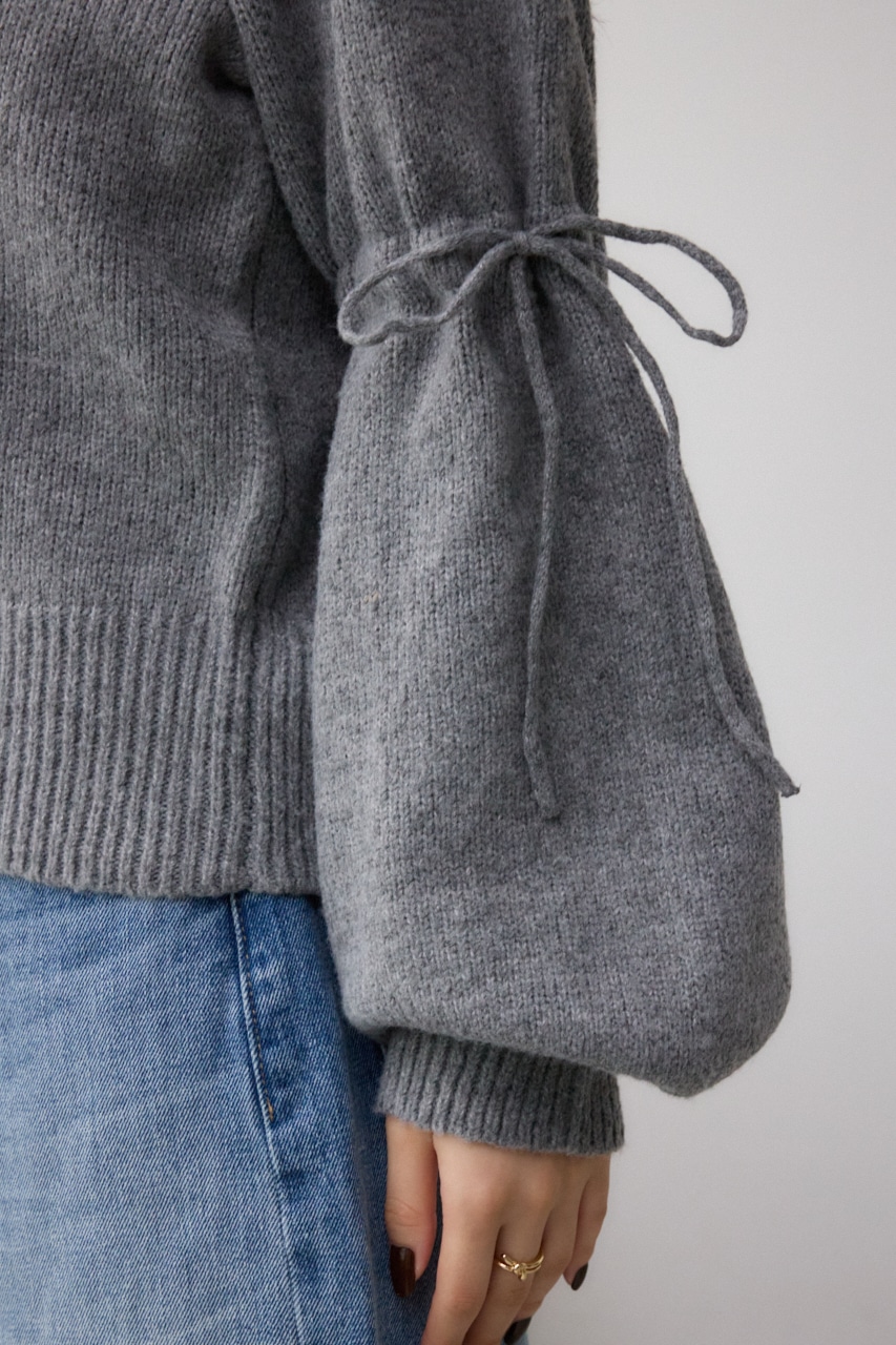 袖リボンデザインニット D/T.GRY FREE