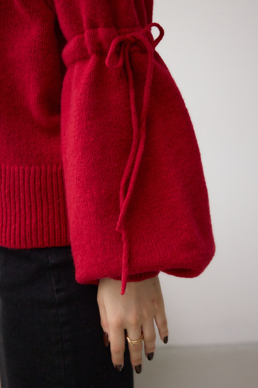 袖リボンデザインニット RED FREE