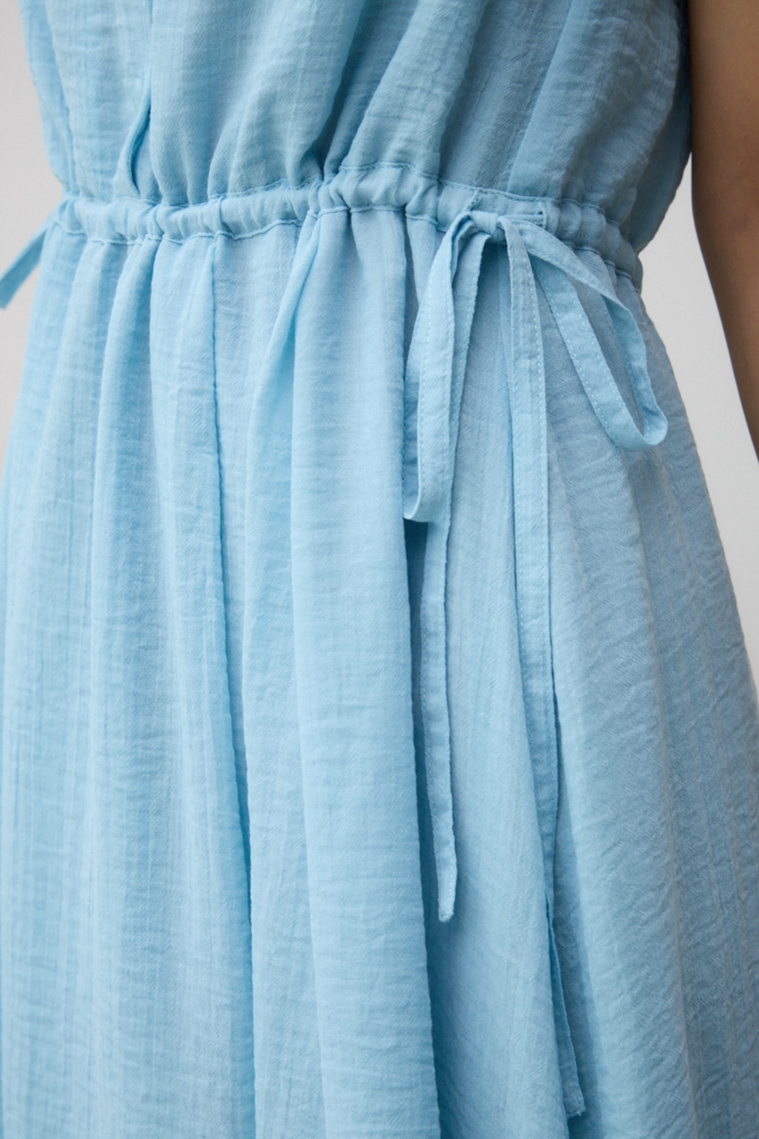 ウエスト切替袖ギャザーノースリーブワンピース L/BLU M