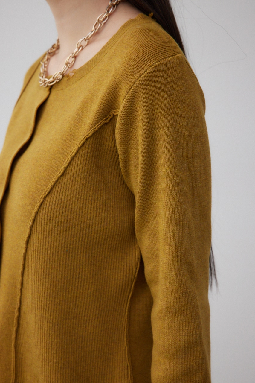 ダメージスイッチングカーディガン D/YEL FREE