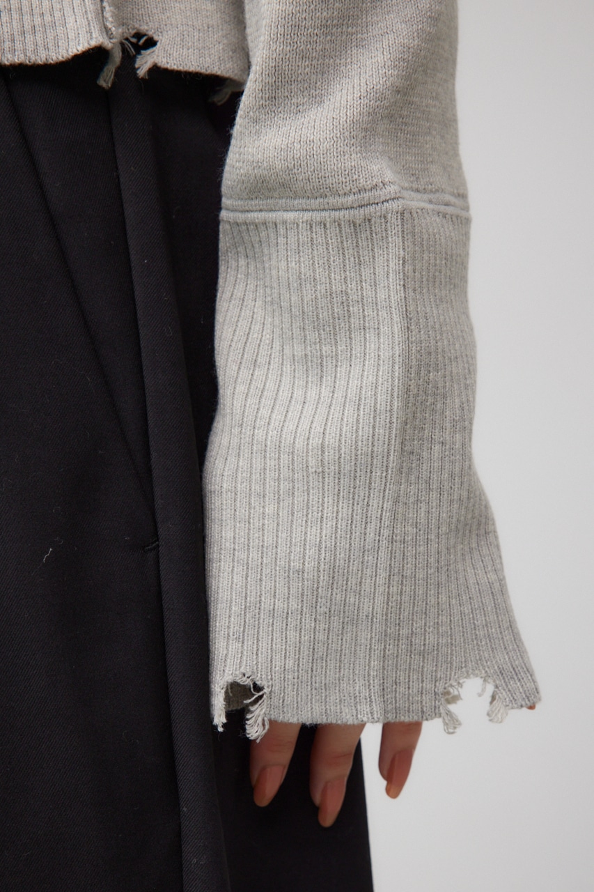 ダメージスイッチングカーディガン T.GRY FREE