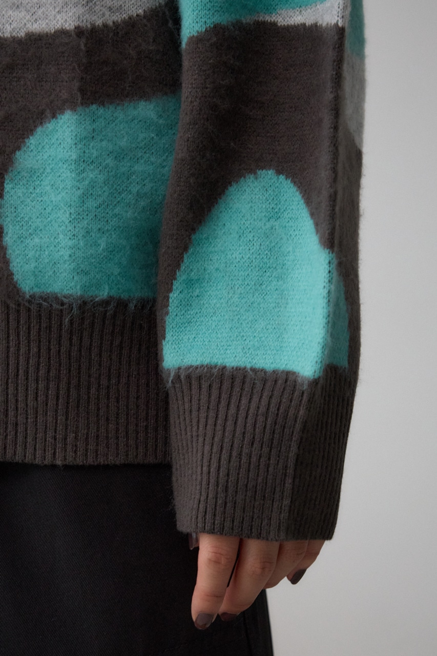 マーブルジャガードニットトップス 柄MINT FREE