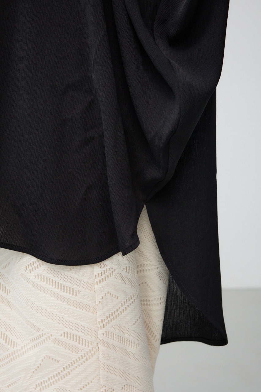 ポンチョ型楊柳シャツ BLK FREE