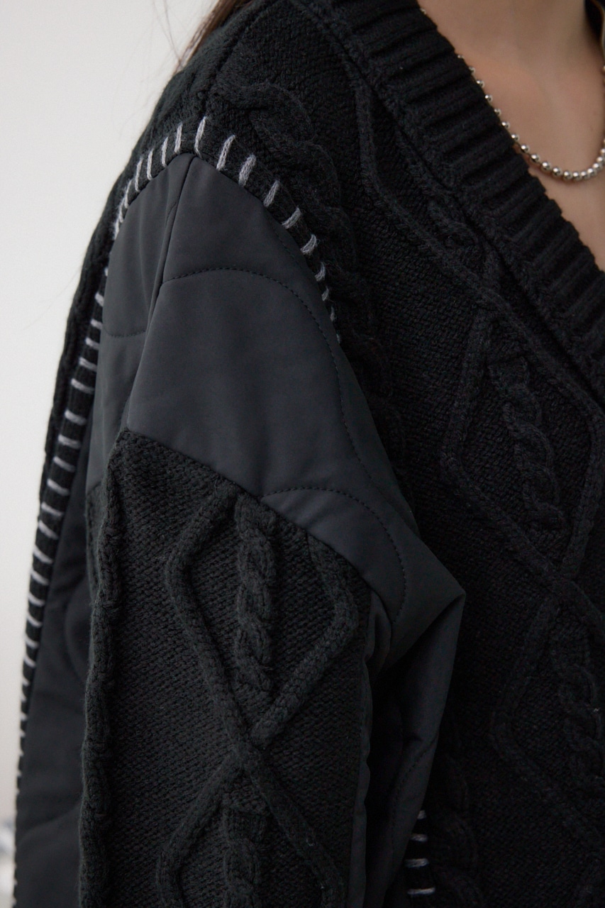 コンビネーションカーディガン BLK FREE