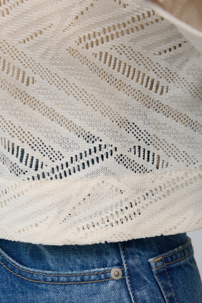 ハーフスリーブクロップドレースシャツ IVOY FREE