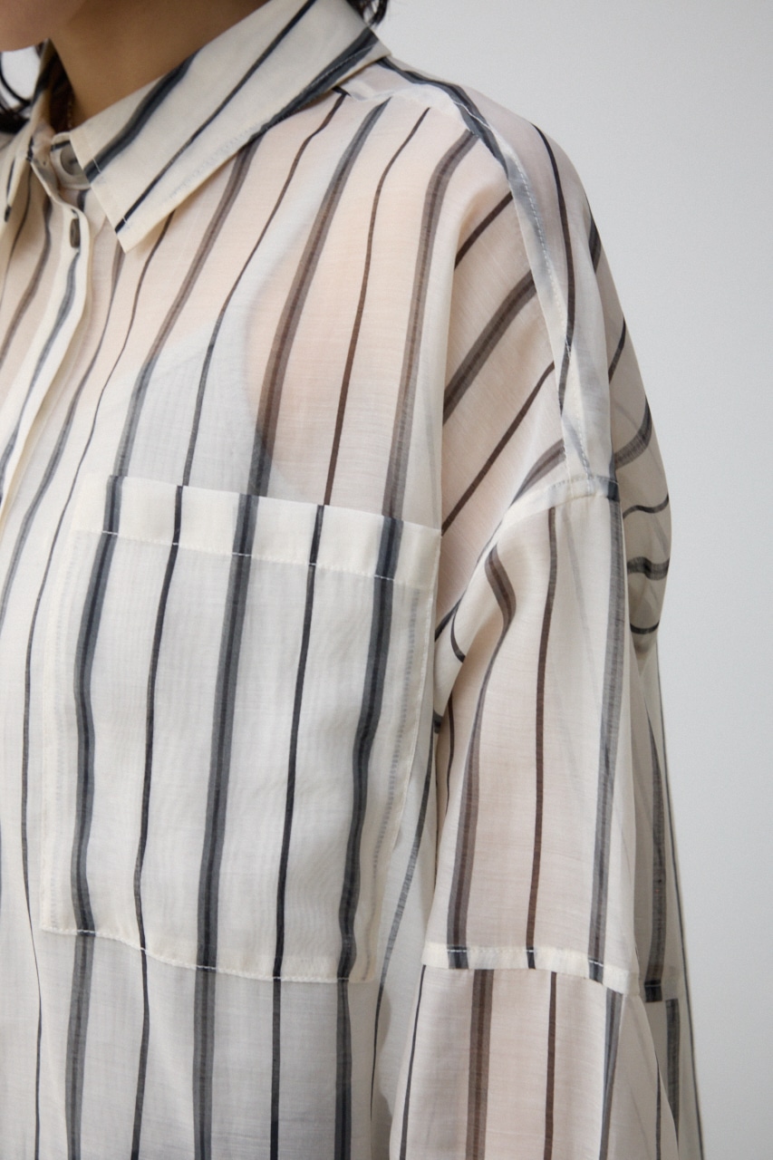 バックスリットシアーオーバーシャツ 柄WHT FREE