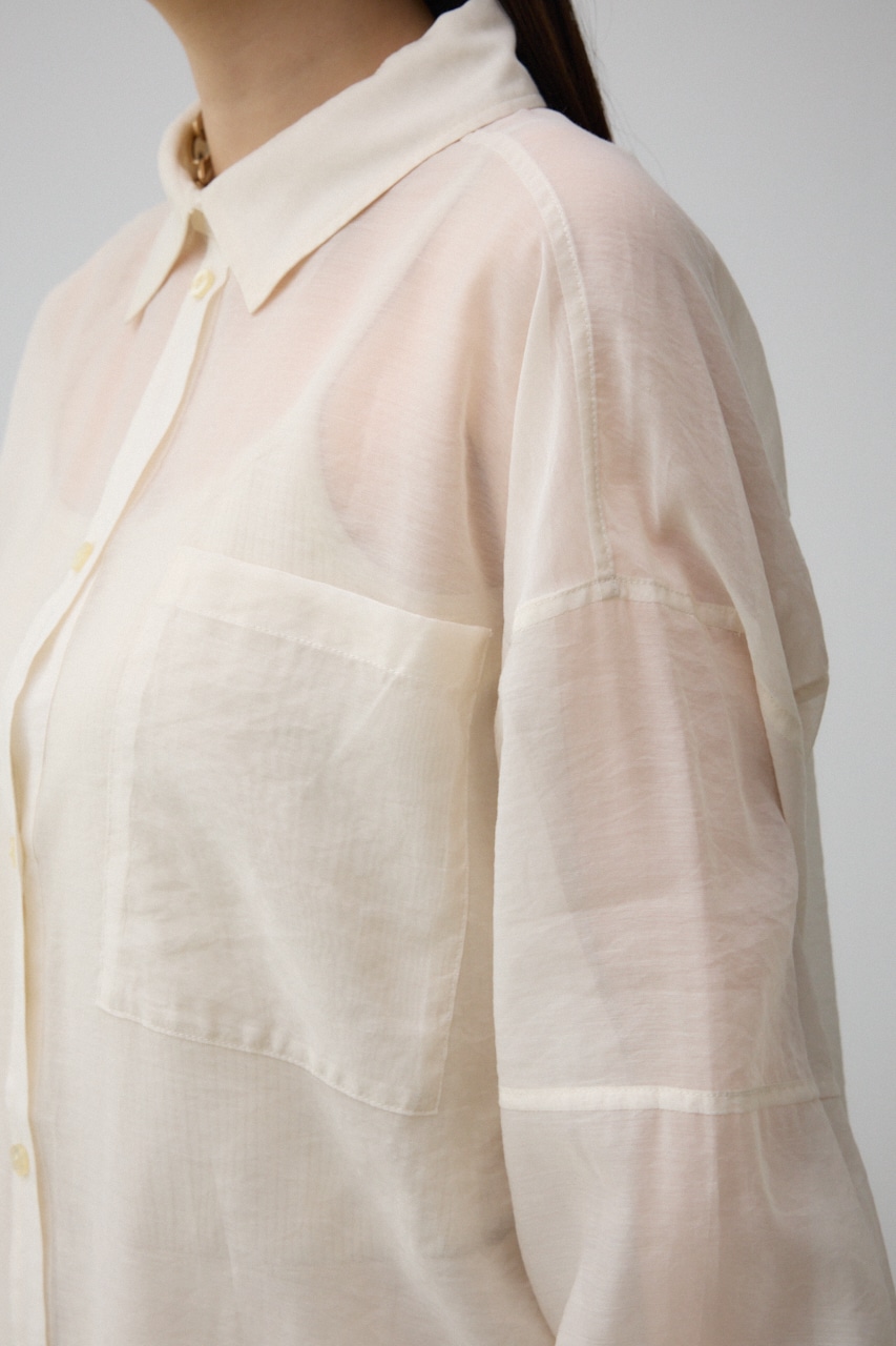 バックスリットシアーオーバーシャツ O/WHT FREE