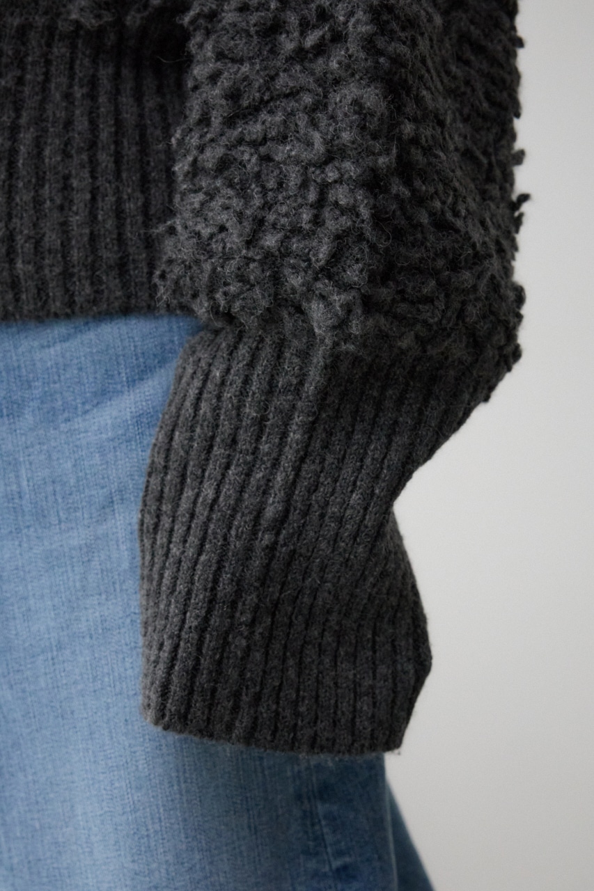 フリンジジャガードニット C.GRY FREE