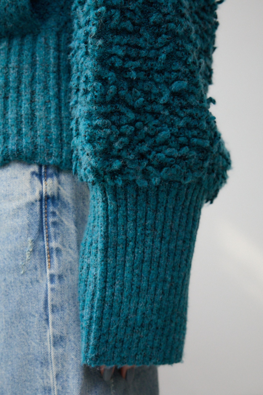 フリンジジャガードニット D/BLU FREE