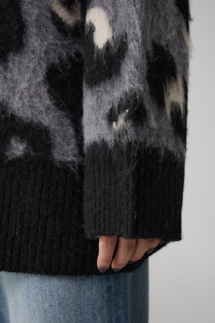 レオパードジャガードニットカーディガン 柄GRY FREE