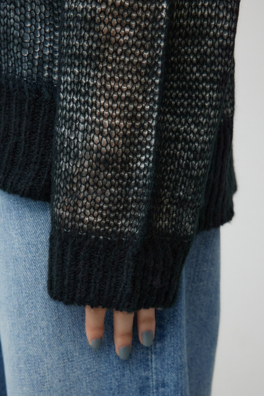 リバーシブルシアーニット BLK FREE