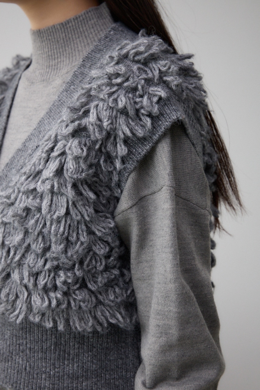 ループヤーンベストレイヤードセットニットワンピース GRY FREE