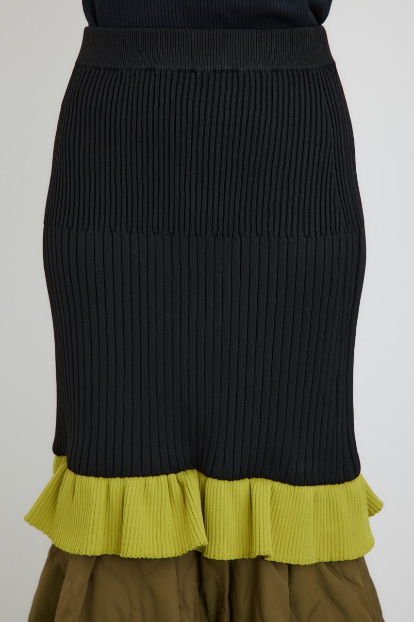 【PLUS】ドッキングキルティングマーメイドスカート BLK M