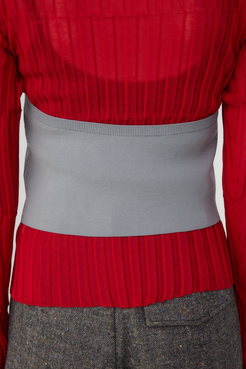 【PLUS】ホルターネックレイヤードセットニット RED FREE