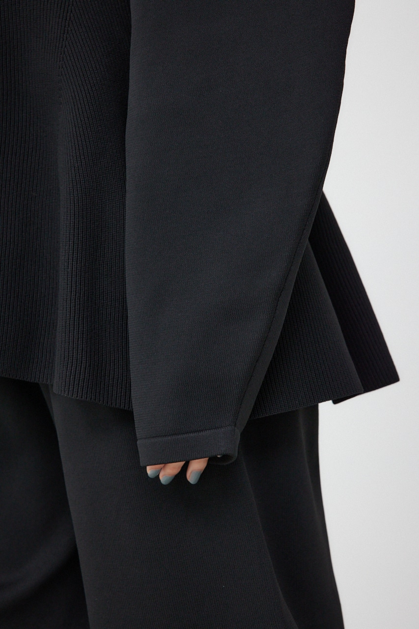 【PLUS】コクーンスリーブペプラムカーディガン BLK FREE