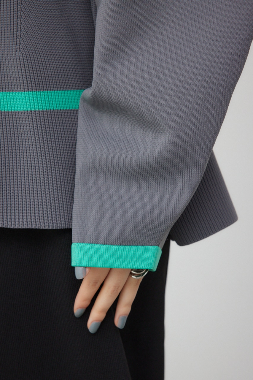 【PLUS】コクーンスリーブペプラムカーディガン GRY FREE