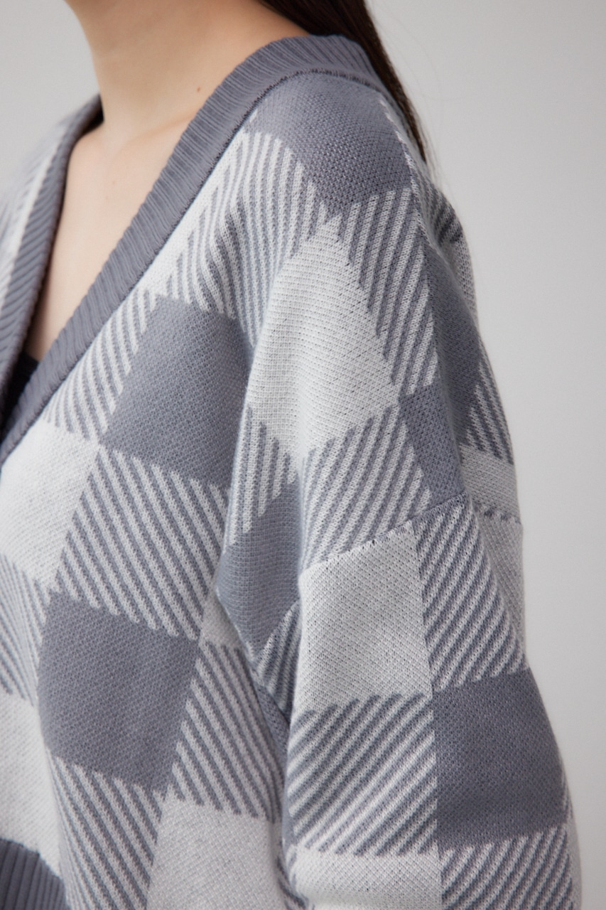 MARY QUANT×AZUL ロゴカーディガン 柄GRY FREE