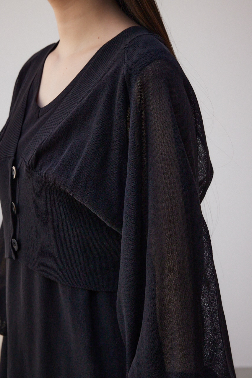 カーデセットニットワンピース BLK M