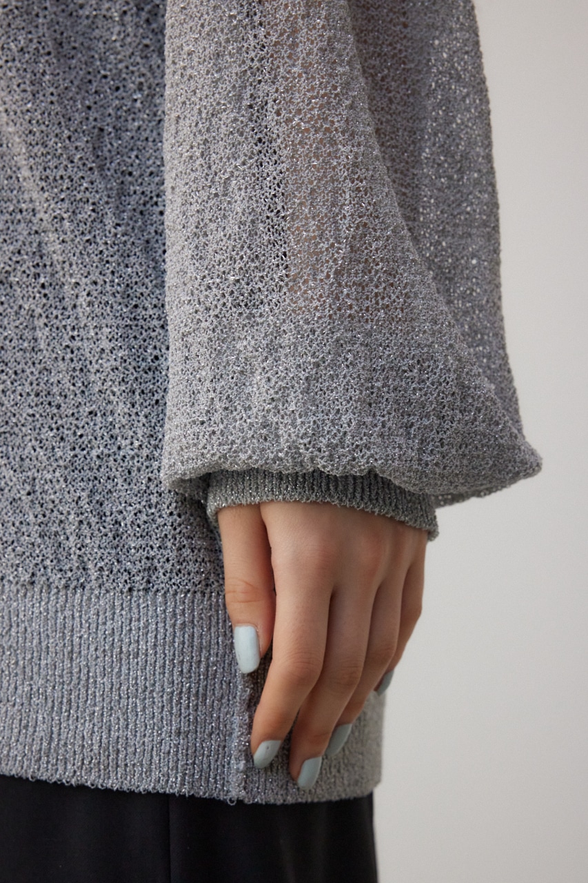 シアーグリッタールーズニット L/GRY FREE