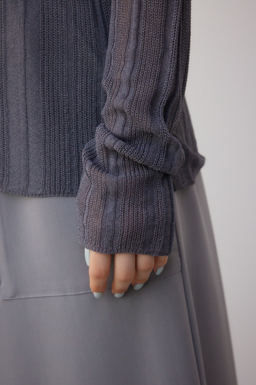 シアーランダムリブニットトップス C.GRY FREE