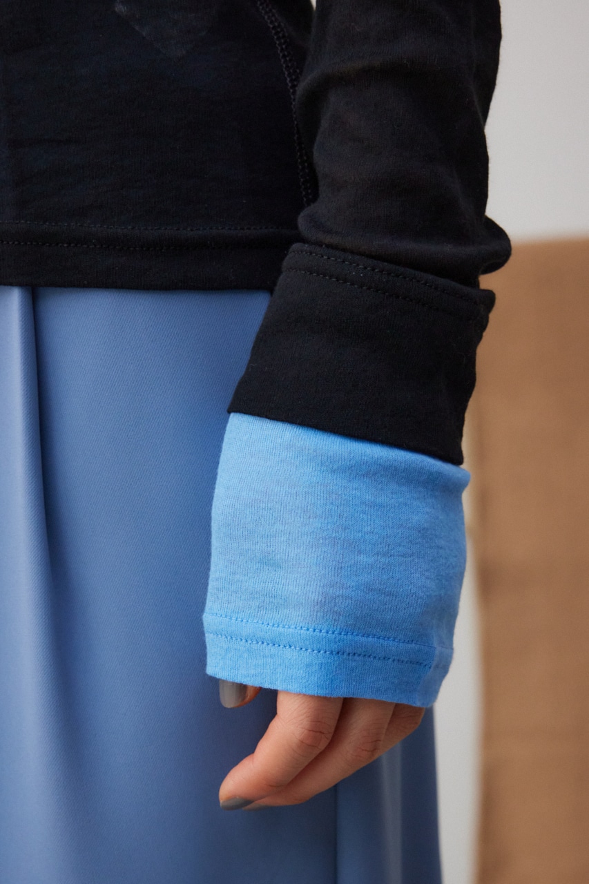 レイヤードカフロングシアートップス BLK FREE