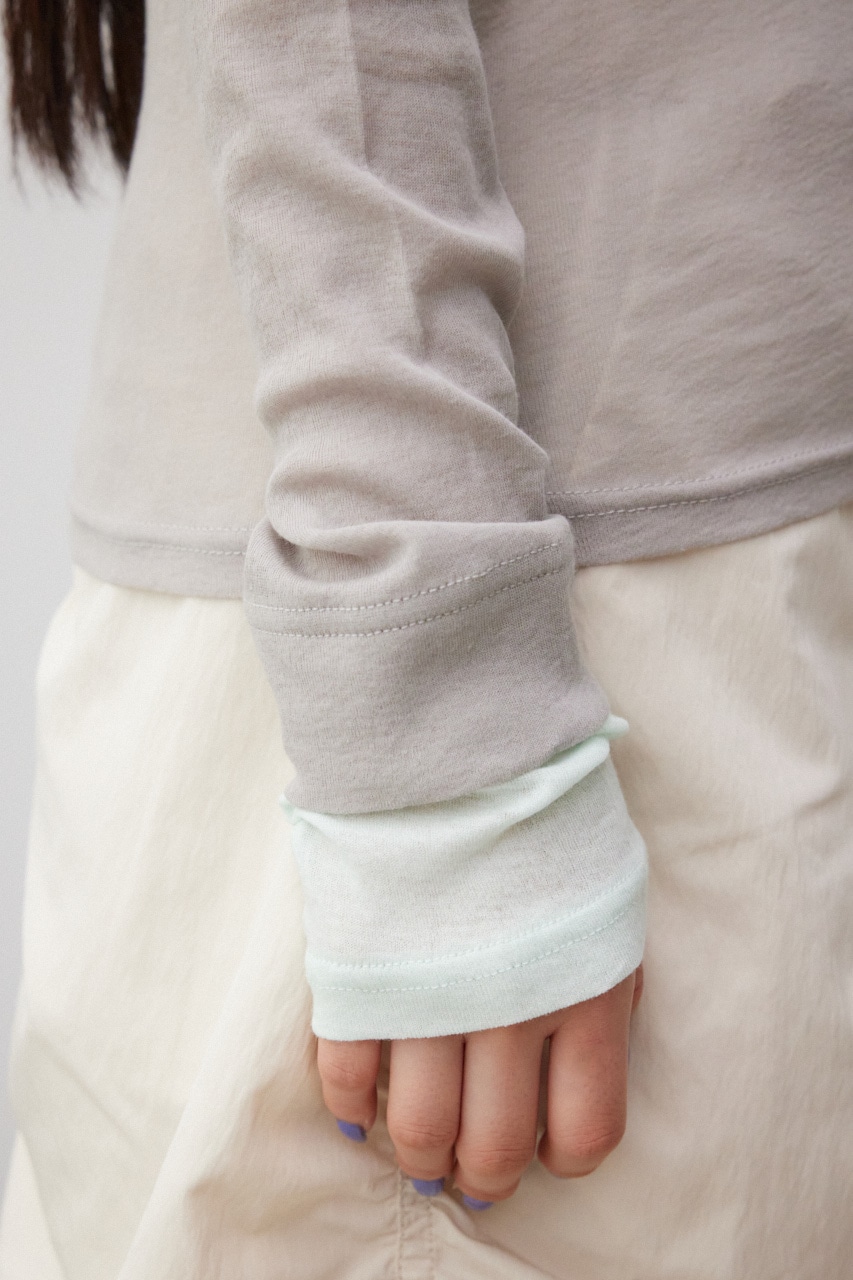 レイヤードカフロングシアートップス GRY FREE