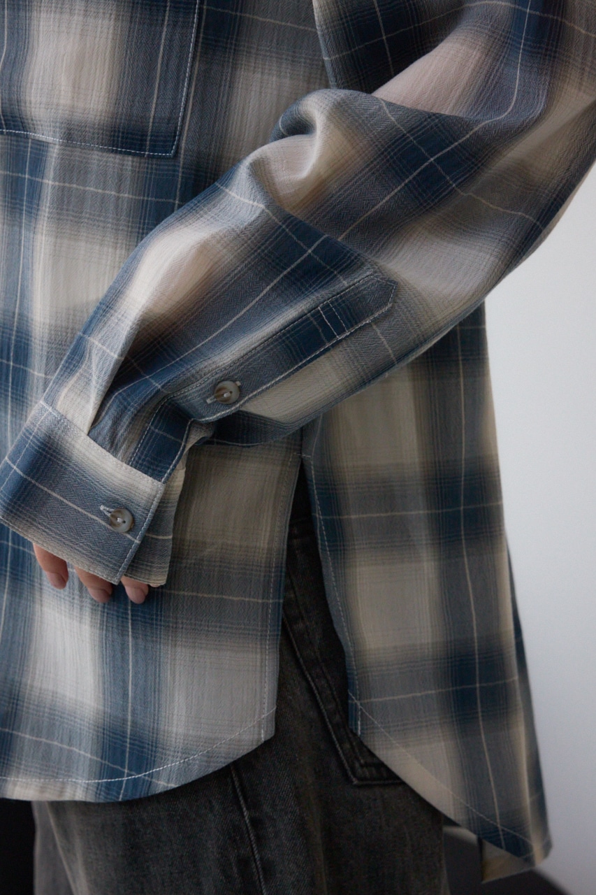 オンブレチェックライトシャツ 柄BLU FREE