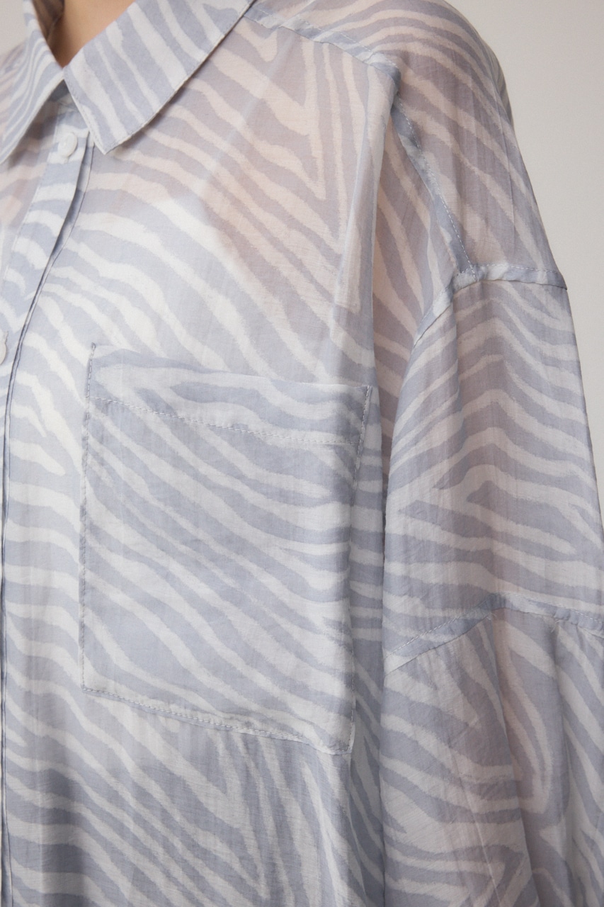 バックスリット総柄シアーシャツ 柄GRY FREE