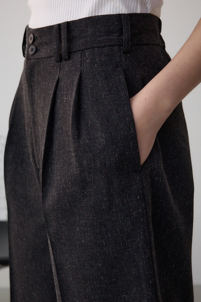 ポリエステルリネンミックスハーフパンツ L/BLK S