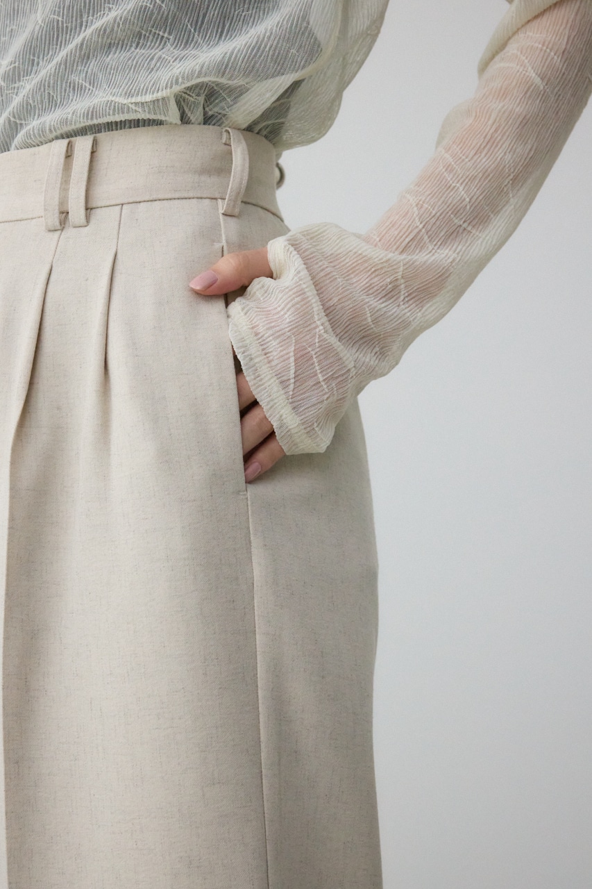 ポリエステルリネンミックスワイドパンツ L/BEG M