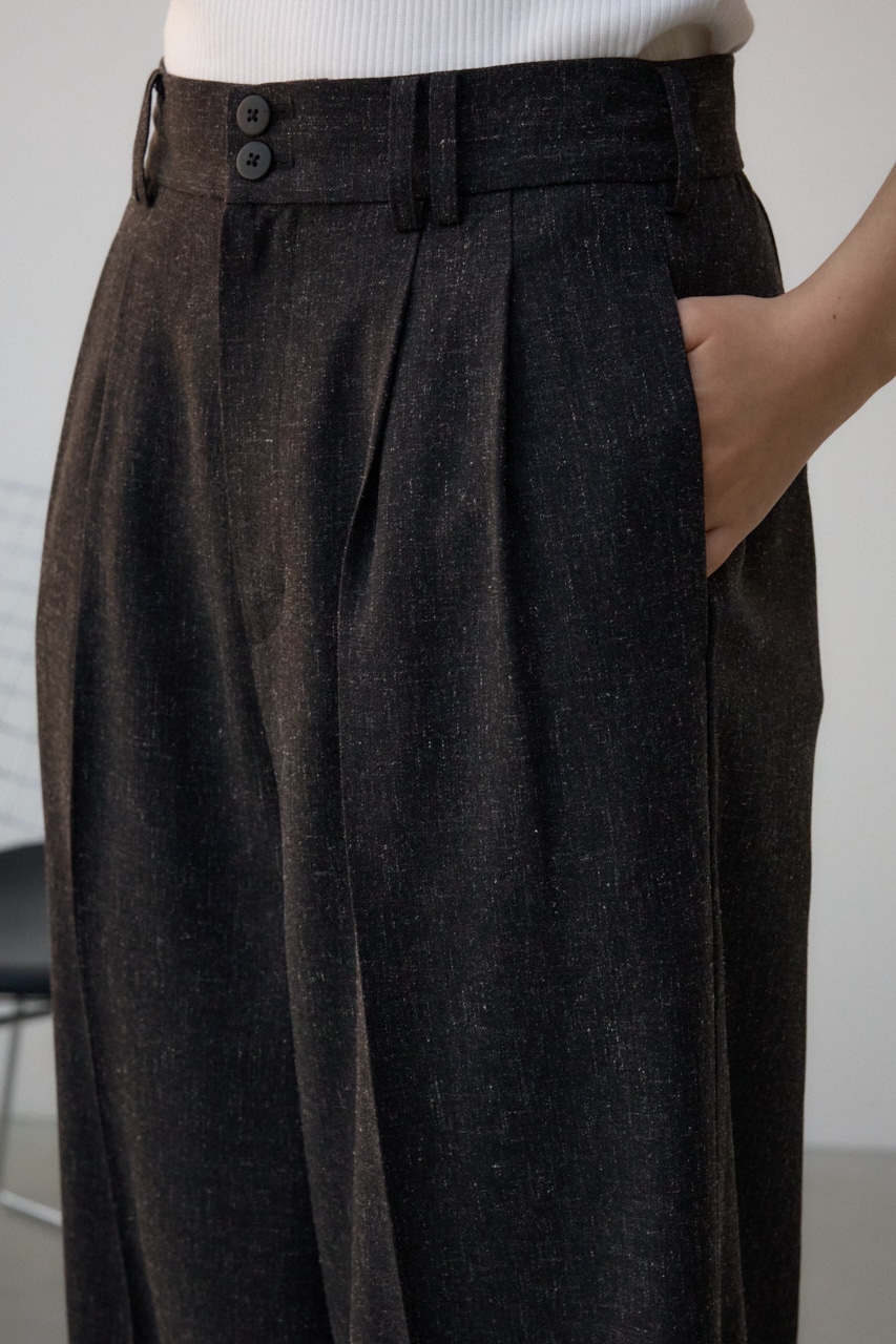 ポリエステルリネンミックスワイドパンツ L/BLK S