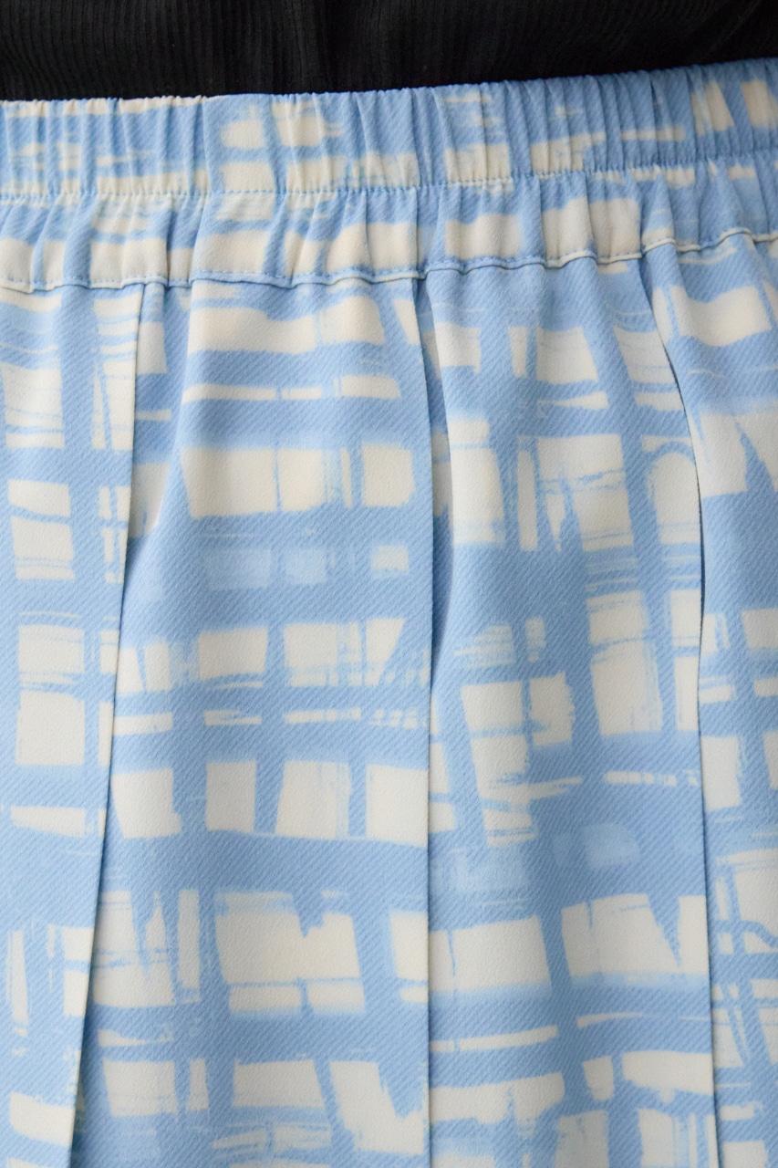 グラフィックチェックフレアスカート 柄BLU FREE