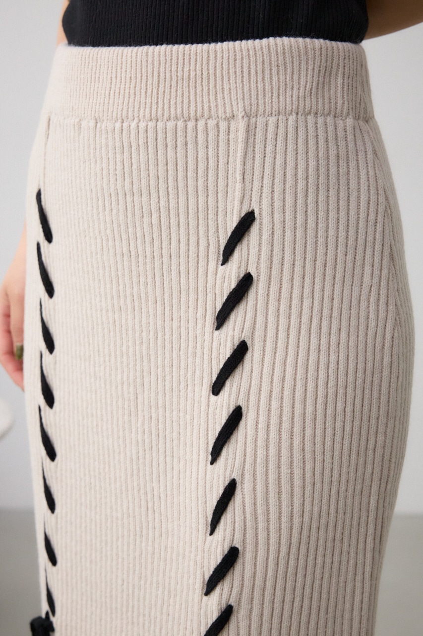ステッチデザインリブスカート IVOY FREE