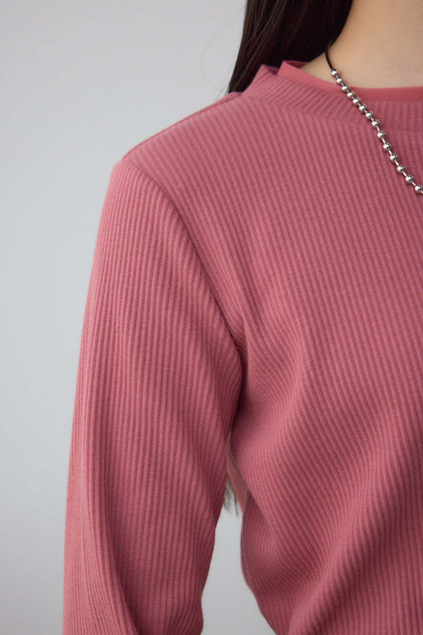 シアーネックリブトップス D/PNK FREE