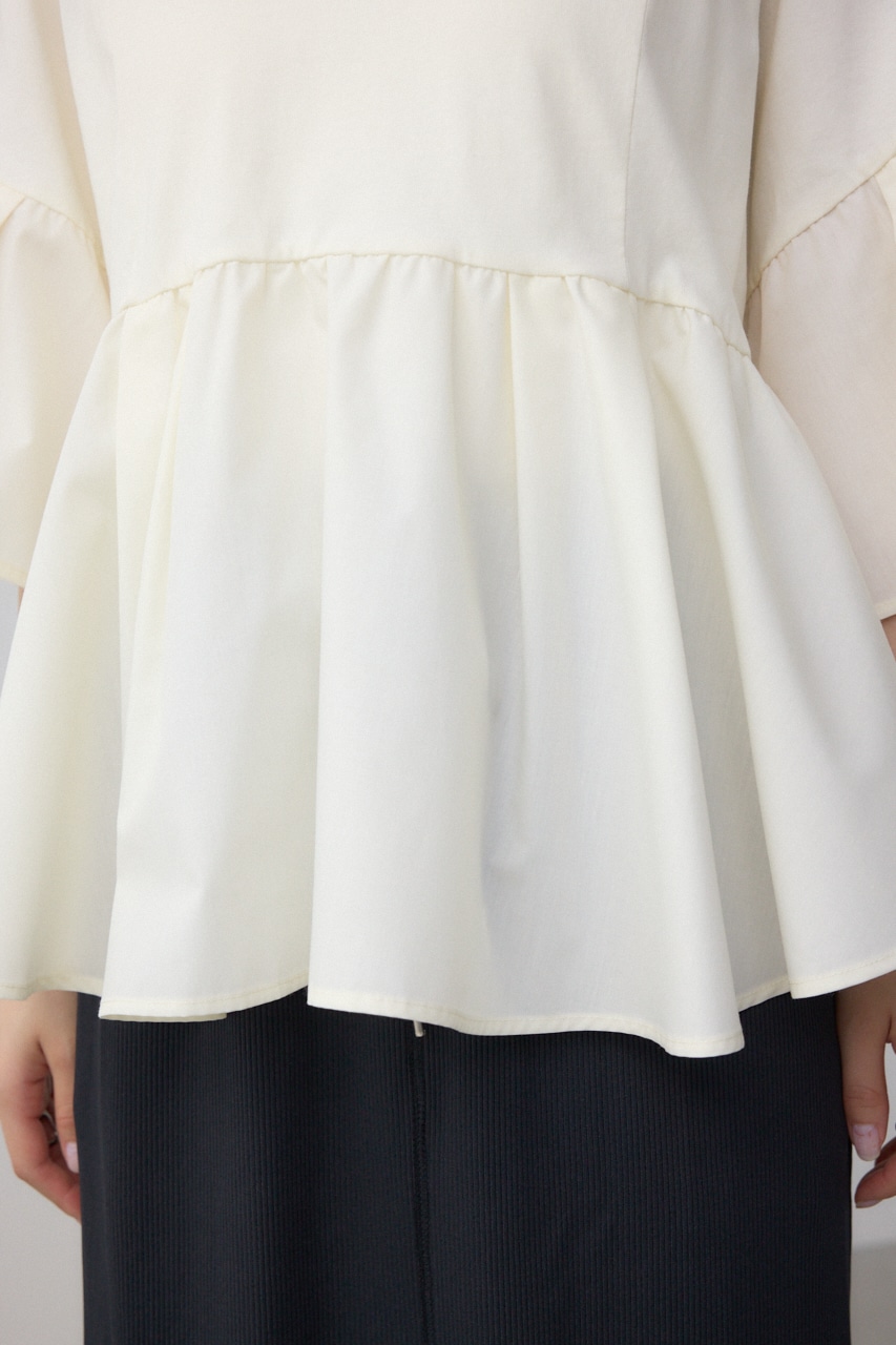 タックスリーブ半袖デザインカットトップス IVOY FREE