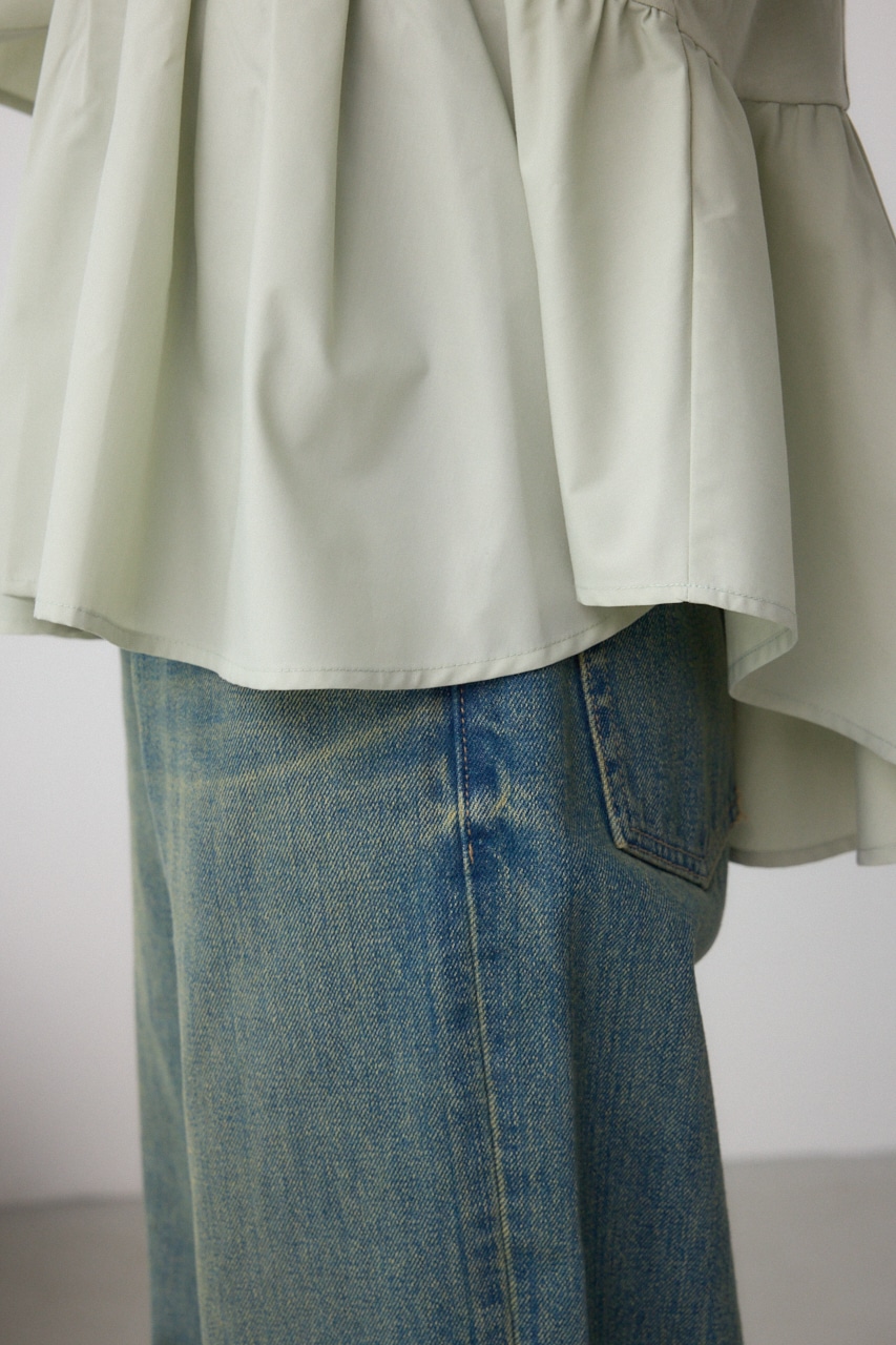 タックスリーブ半袖デザインカットトップス L/GRN FREE