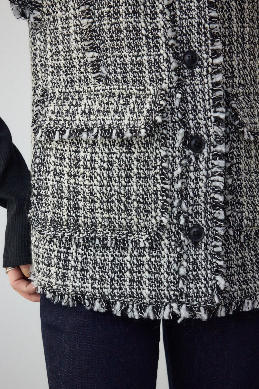 ツイードフリンジベスト 柄WHT FREE