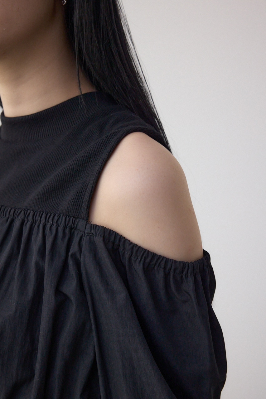 オフショルレイヤードブラウス BLK FREE