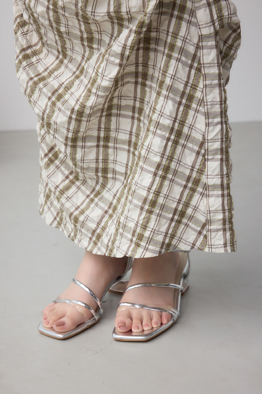 タックドレープチェックスカート 柄WHT M