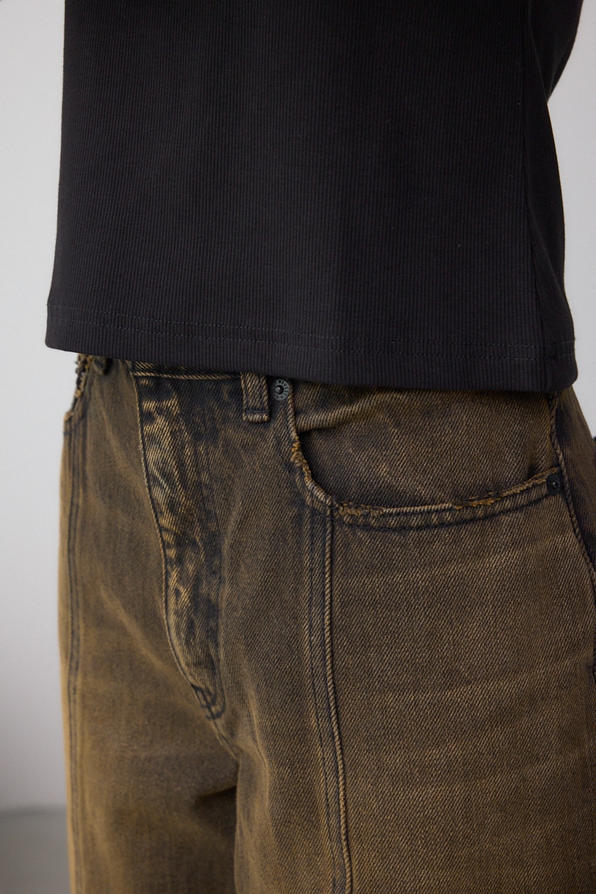 デザインネックショートTシャツ BLK FREE