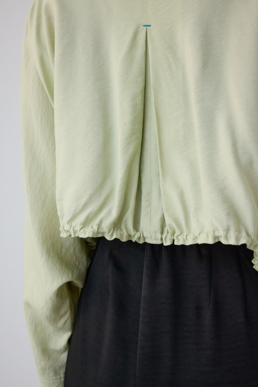 【PLUS】ショートギャザーシアーシャツ LIME FREE