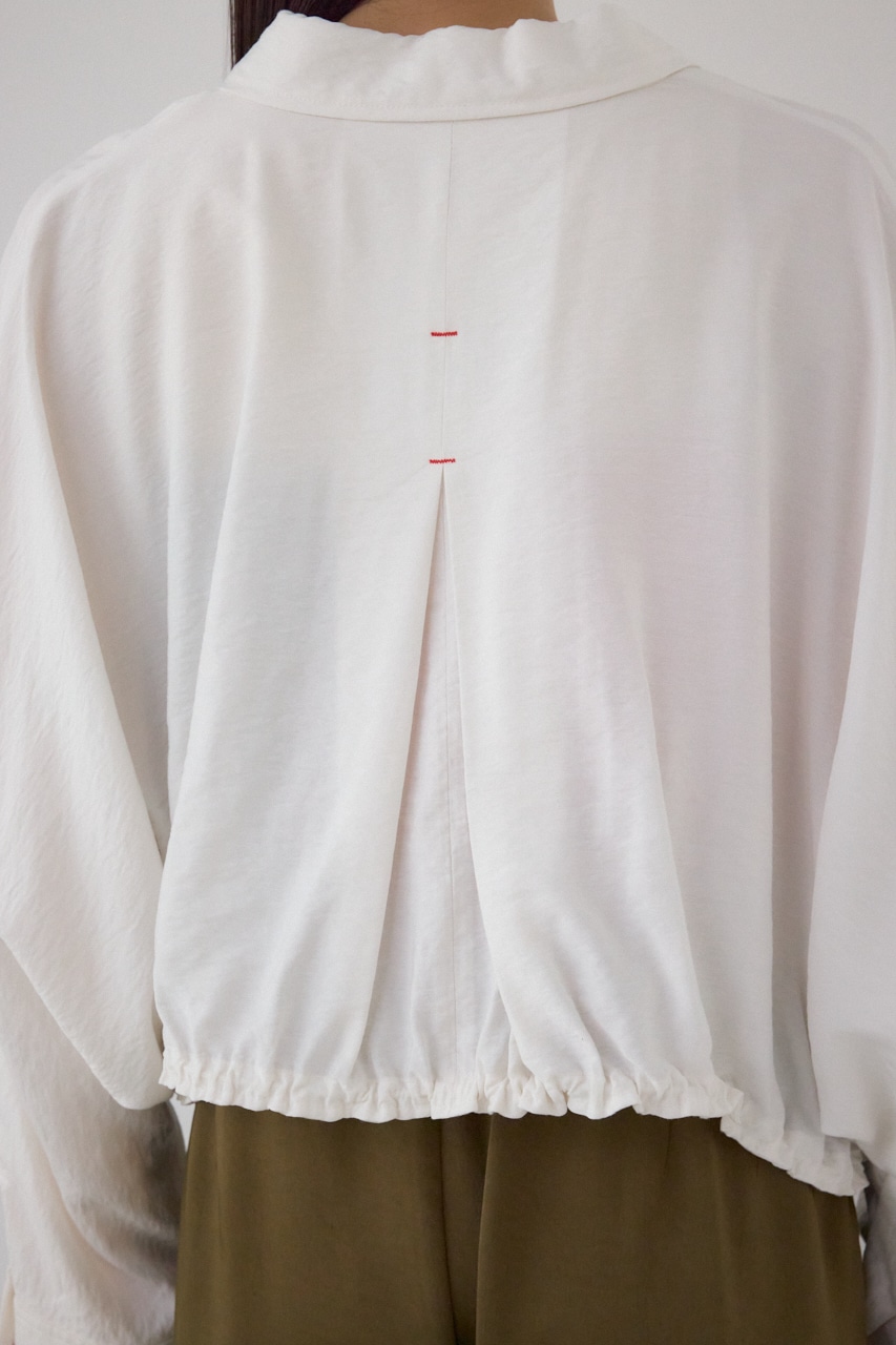 【PLUS】ショートギャザーシアーシャツ O/WHT FREE