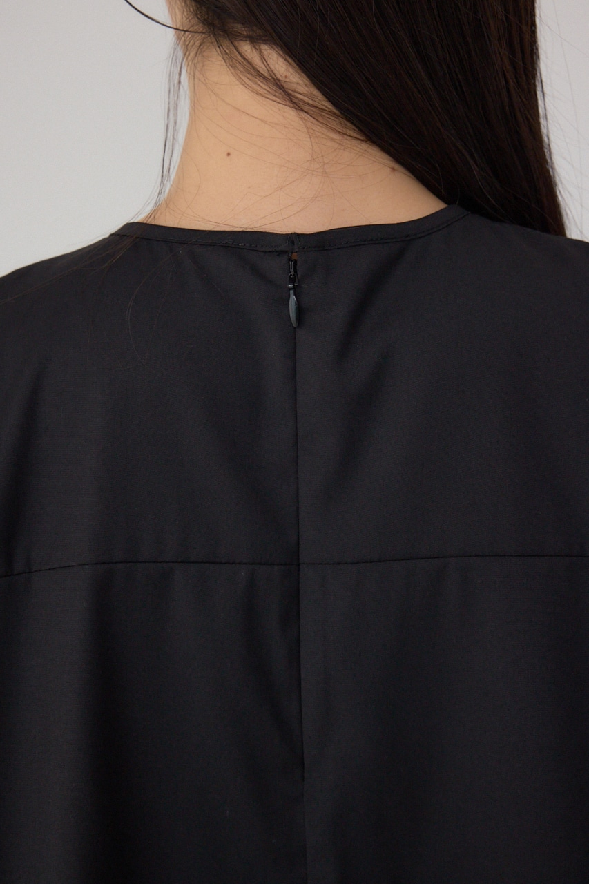 【PLUS】ランダムドレープブラウス BLK FREE