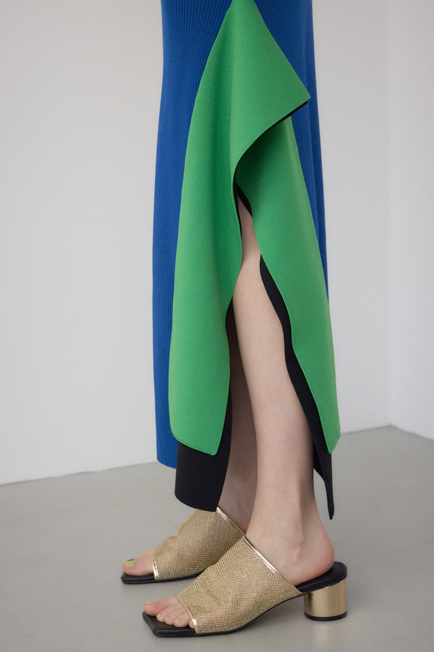 【PLUS】パネルドレープマーメイドスカート 柄BLK M