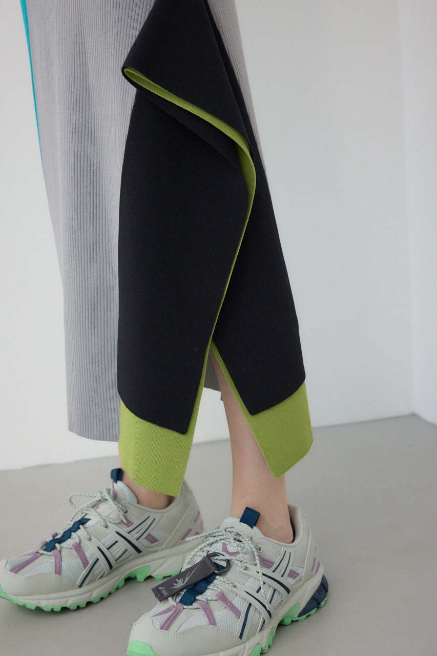 【PLUS】パネルドレープマーメイドスカート 柄GRY M